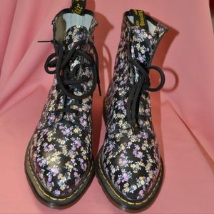Dr Martens Airwair Leather Floral Combat Boots